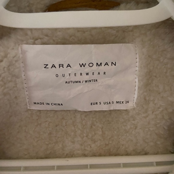 Zara shearling beige biker moto spring/fall jacket size small - Picture 2 of 2